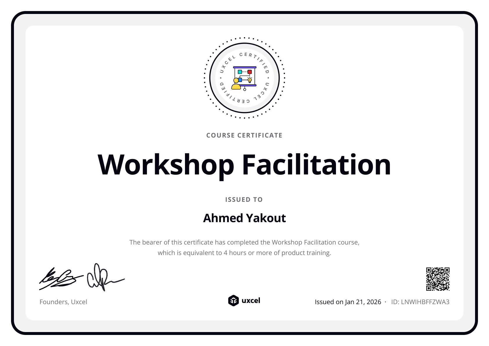 Ahmed Yakout's certificate